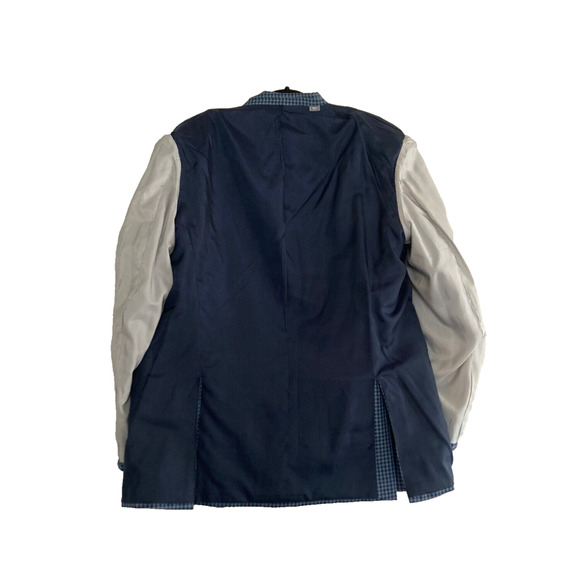 Michael Kors Blazer Sport Coat Navy and Light Blue Gingham Mens 44L Twee - Picture 4 of 11